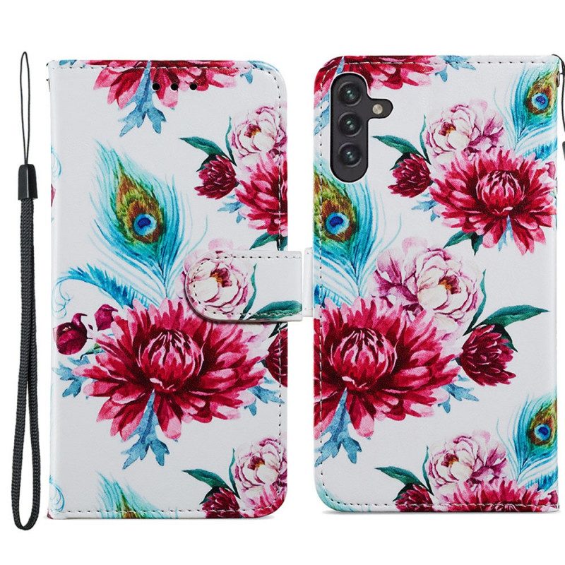 Flip Case Für Samsung Galaxy A13 5G / A04s Intensive Blumen