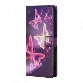 Flip Case Für Samsung Galaxy A13 5G / A04s Schmetterlinge Und Blumen