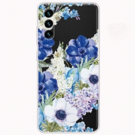 Handyhülle Für Samsung Galaxy A13 5G / A04s Aquarellblaue Blumen