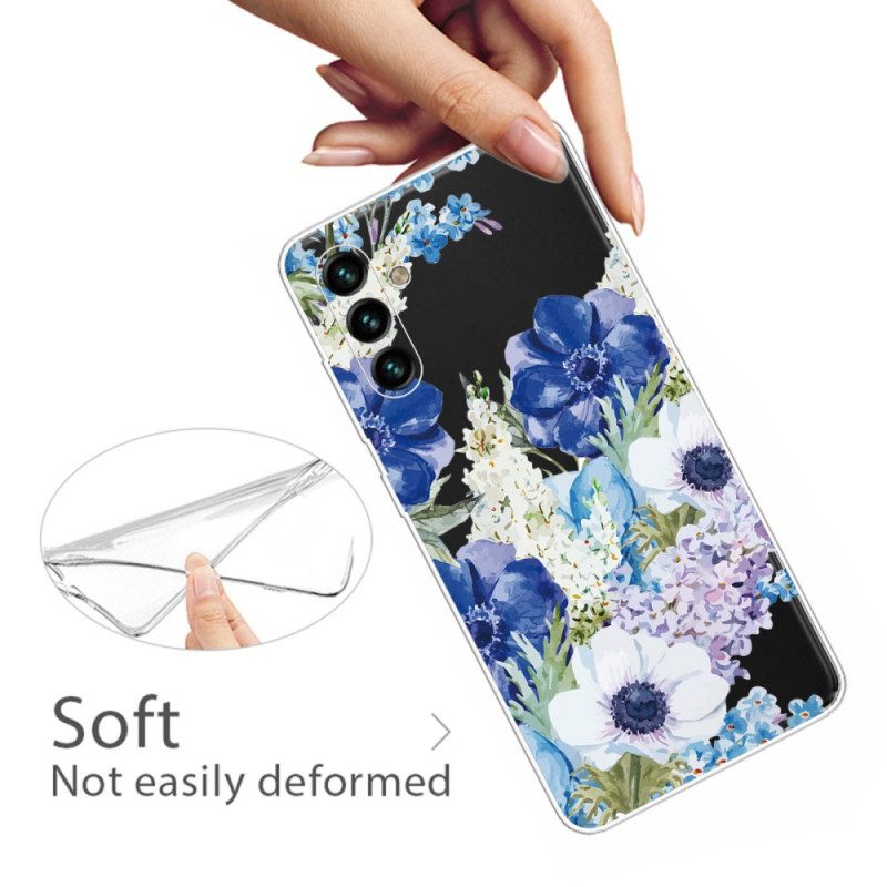 Handyhülle Für Samsung Galaxy A13 5G / A04s Aquarellblaue Blumen