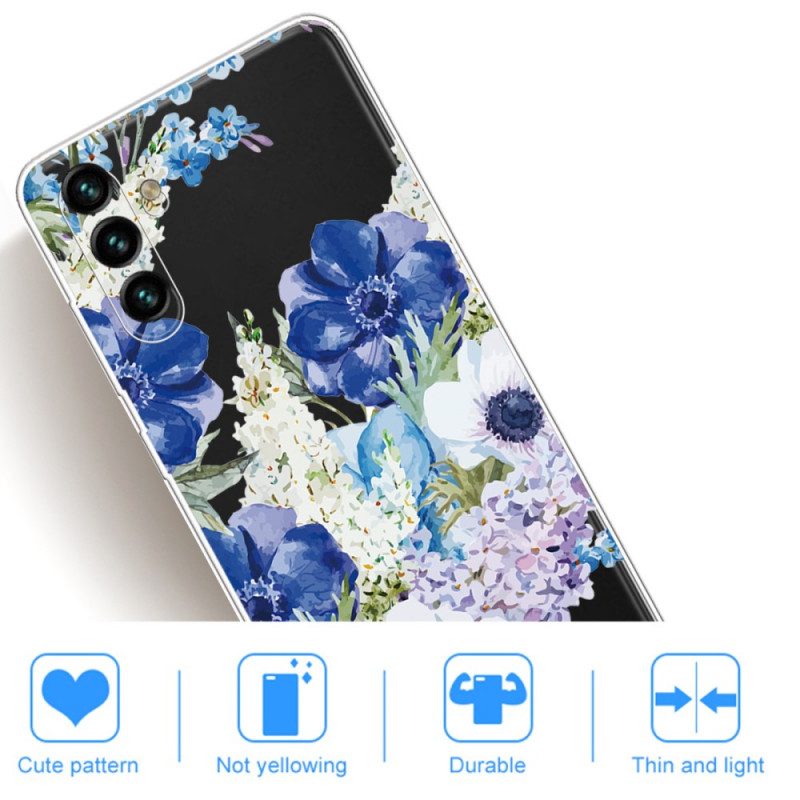 Handyhülle Für Samsung Galaxy A13 5G / A04s Aquarellblaue Blumen