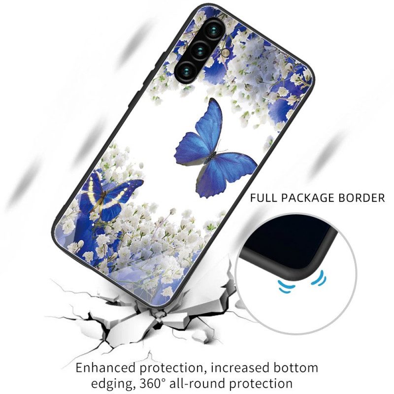 Handyhülle Für Samsung Galaxy A13 5G / A04s Gehärtetes Glas Im Schmetterlings-design