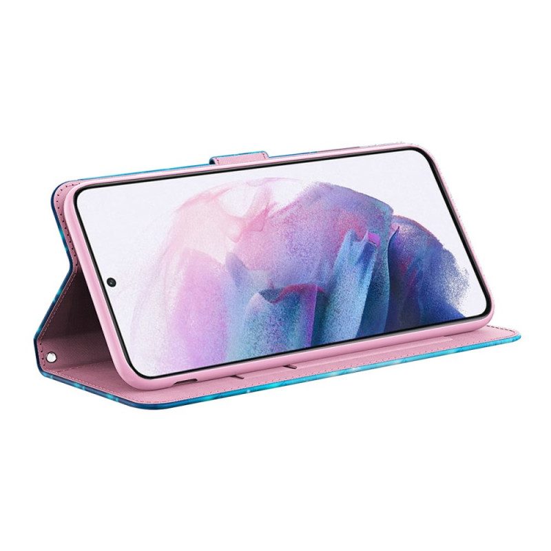 Lederhüllen Für Samsung Galaxy A13 5G / A04s Fliegende Blaue Schmetterlinge