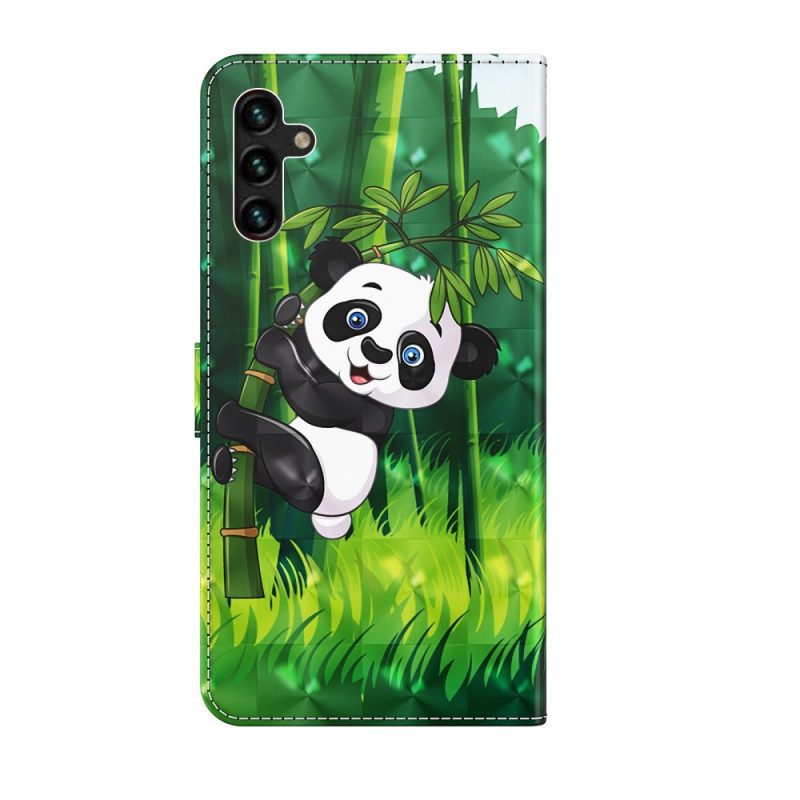 Lederhüllen Für Samsung Galaxy A13 5G / A04s Panda Und Bambus