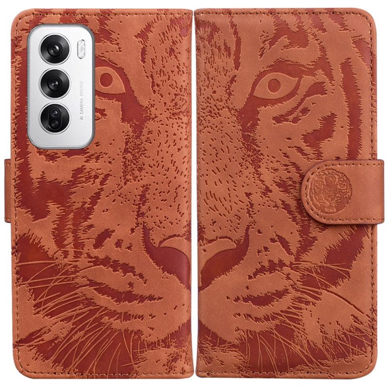 Lederhüllen Oppo Reno 12 5g Handyhülle Tiger-fußabdruck