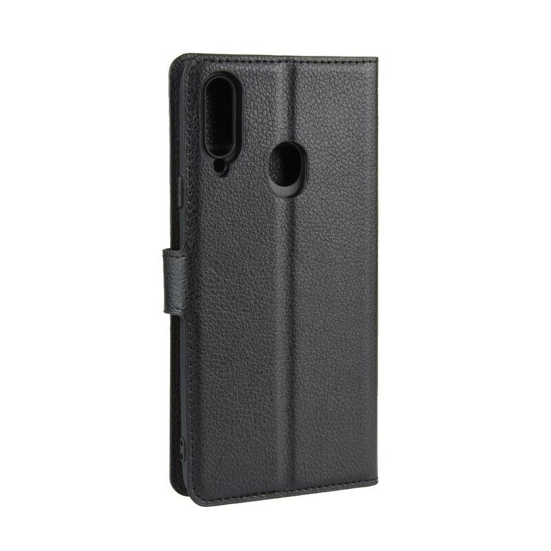 Flip Case Für Samsung Galaxy A20s Klassischer Litschi-ledereffekt