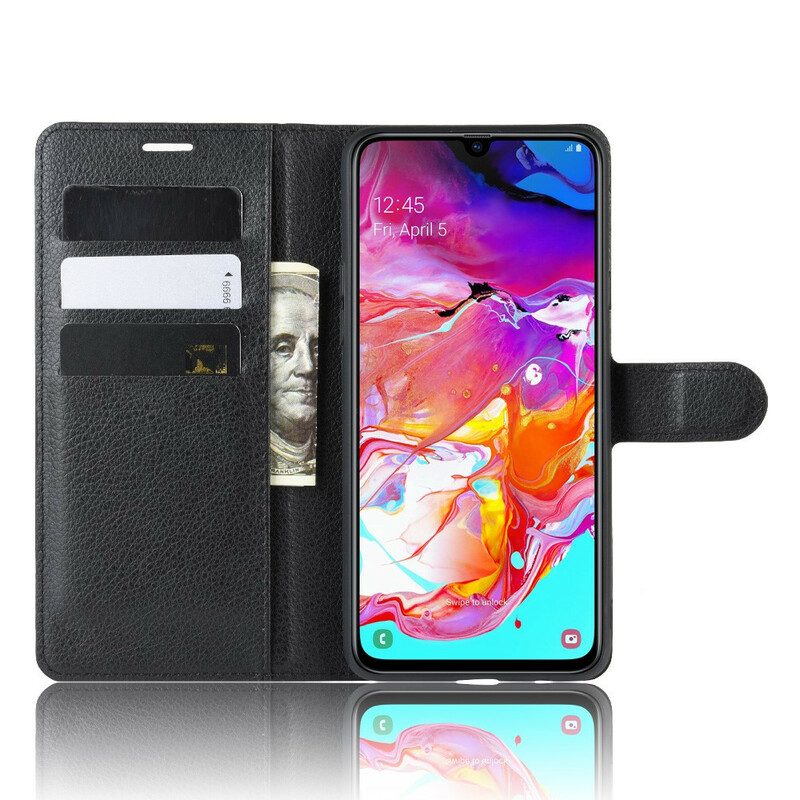 Flip Case Für Samsung Galaxy A20s Klassischer Litschi-ledereffekt