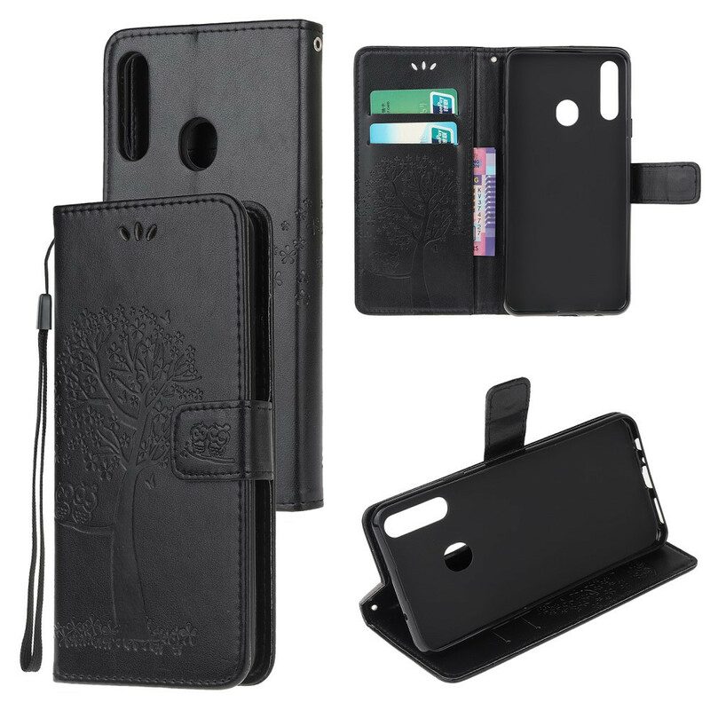 Flip Case Für Samsung Galaxy A20s Mit Kordel Tangabaum Und Eulen