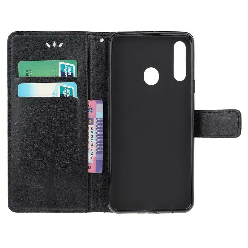 Flip Case Für Samsung Galaxy A20s Mit Kordel Tangabaum Und Eulen