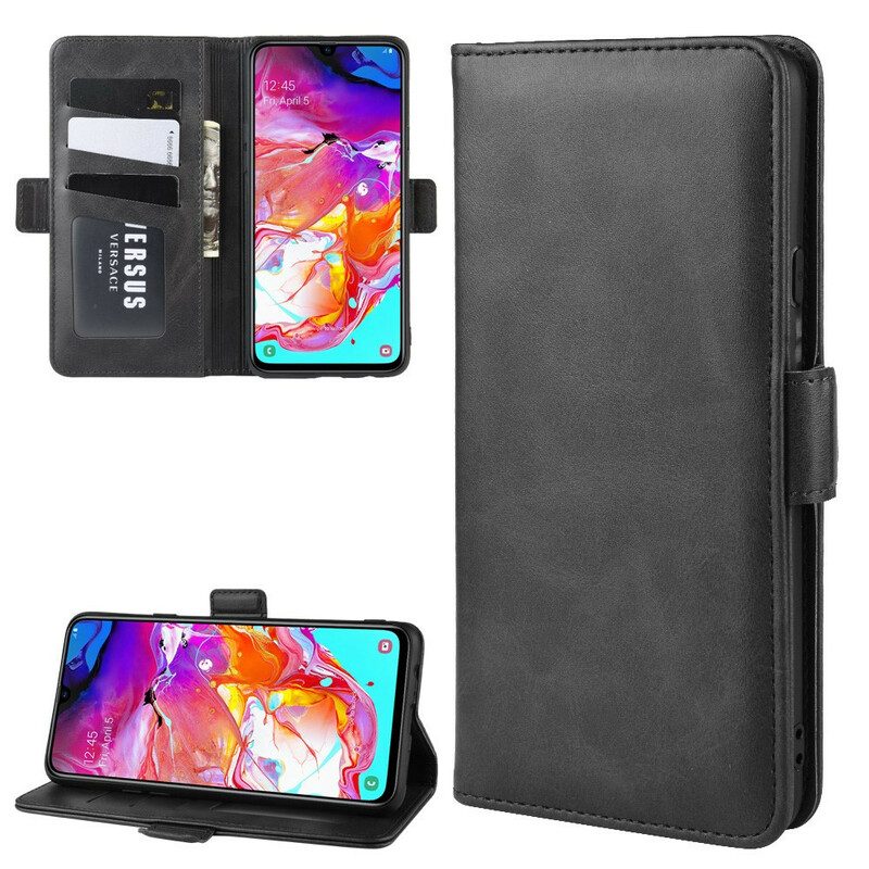 Lederhüllen Für Samsung Galaxy A20s Flip Case Doppelte Klappe