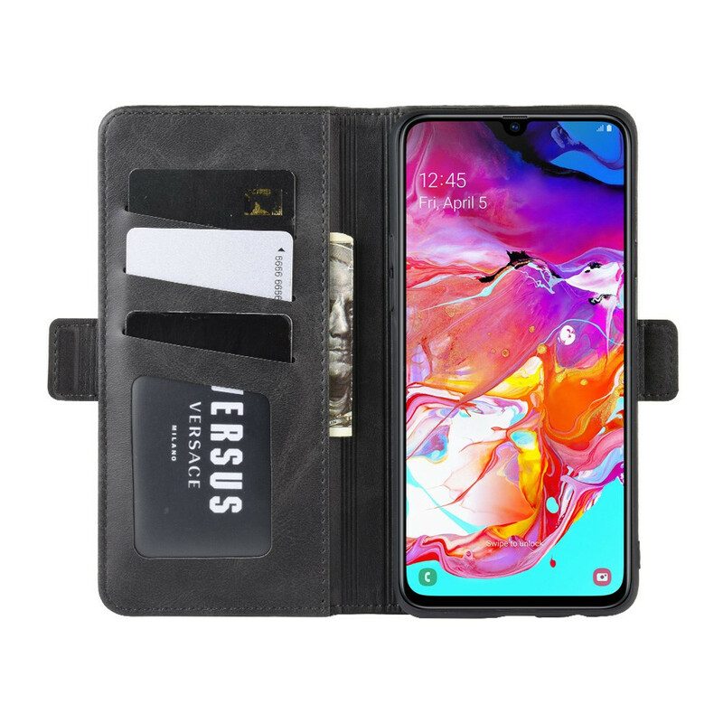 Lederhüllen Für Samsung Galaxy A20s Flip Case Doppelte Klappe