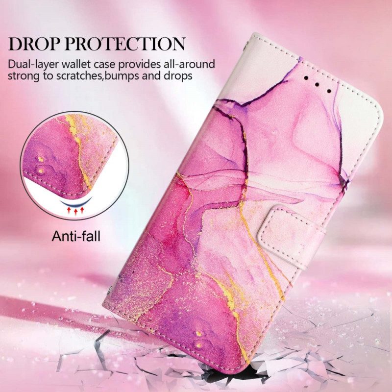 Flip Case Für Xiaomi 12 Pro Mit Kordel Gestreifter Aquarellmarmor