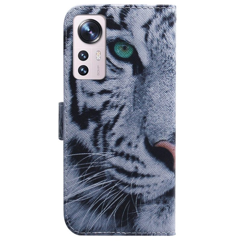 Lederhüllen Für Xiaomi 12 Pro Weißer Tiger