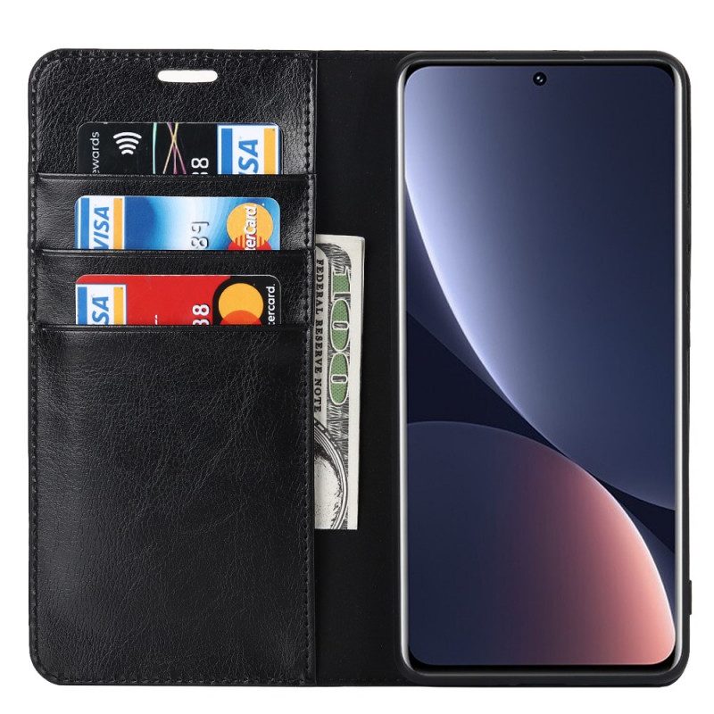 Schutzhülle Für Xiaomi 12 Pro Flip Case Echtes Leder