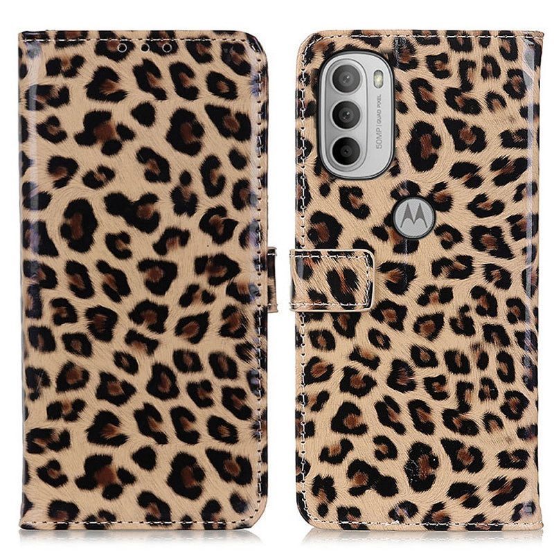 Flip Case Für Moto G41 / G31 Einfacher Leopard