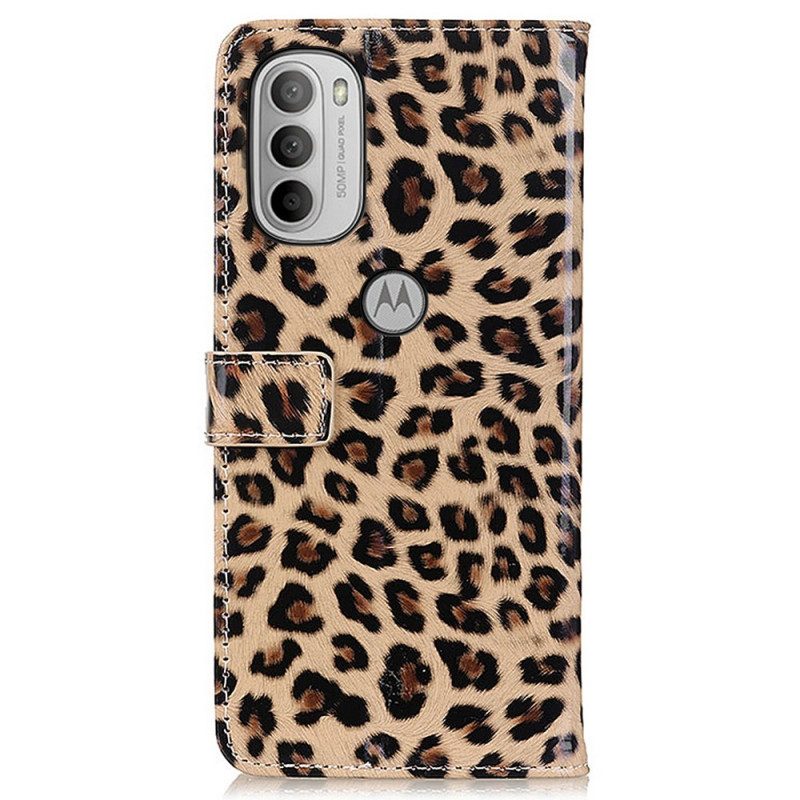 Flip Case Für Moto G41 / G31 Einfacher Leopard