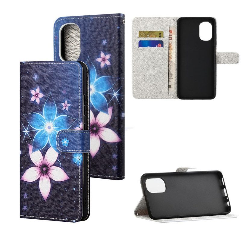 Flip Case Für Moto G41 / G31 Mit Kordel Mondriemenblumen