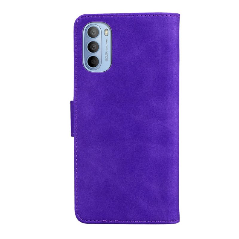 Flip Case Für Moto G41 / G31 Monochromer Ledereffekt