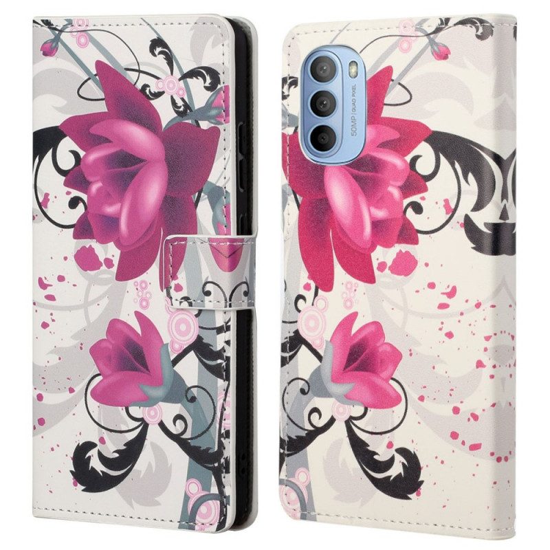 Flip Case Für Moto G41 / G31 Tropische Blumen