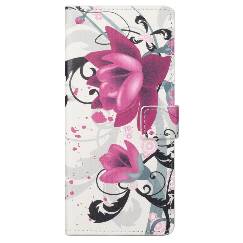 Flip Case Für Moto G41 / G31 Tropische Blumen