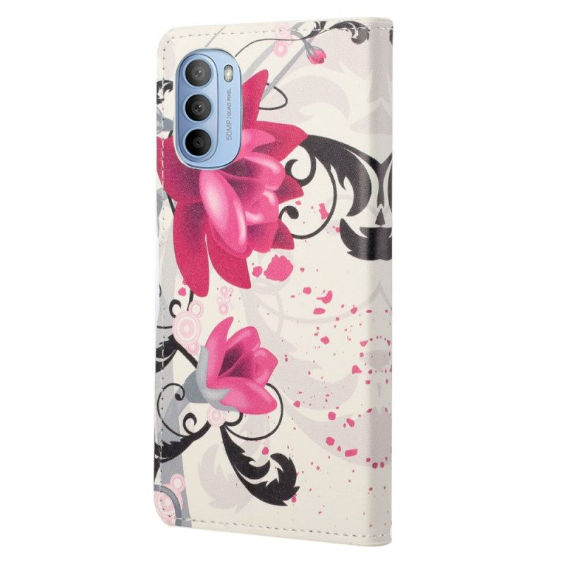 Flip Case Für Moto G41 / G31 Tropische Blumen