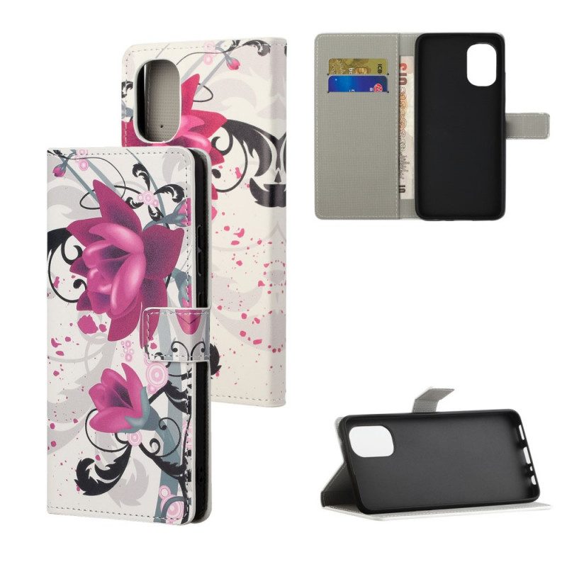 Flip Case Für Moto G41 / G31 Tropische Blumen