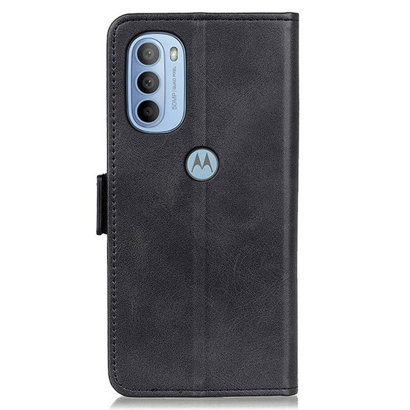 Lederhüllen Für Moto G41 / G31 Flip Case Doppelte Klappe