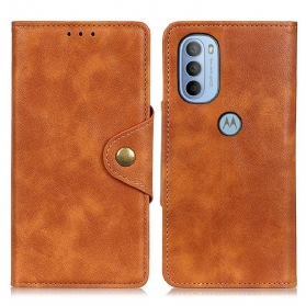 Lederhüllen Für Moto G41 / G31 Vintage Kunstleder Und Knopf