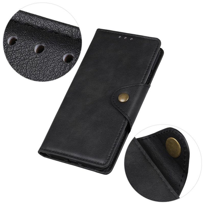 Lederhüllen Für Moto G41 / G31 Vintage Kunstleder Und Knopf