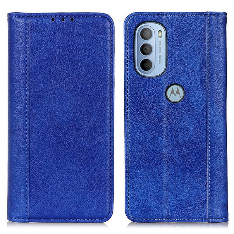 Schutzhülle Für Moto G41 / G31 Flip Case Eleganz Aus Gespaltenem Litschi-leder