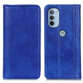 Schutzhülle Für Moto G41 / G31 Flip Case Eleganz Aus Gespaltenem Litschi-leder