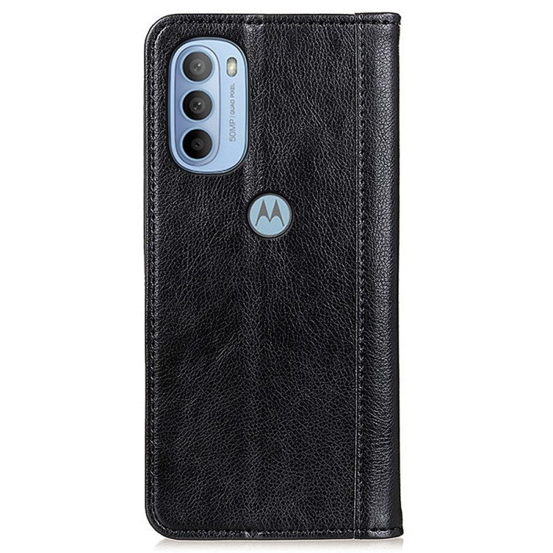 Schutzhülle Für Moto G41 / G31 Flip Case Eleganz Aus Gespaltenem Litschi-leder