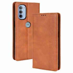 Schutzhülle Für Moto G41 / G31 Flip Case Stilisierter Vintage-ledereffekt