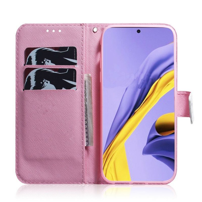 Flip Case Für Samsung Galaxy A51 Blume Staubiges Rosa