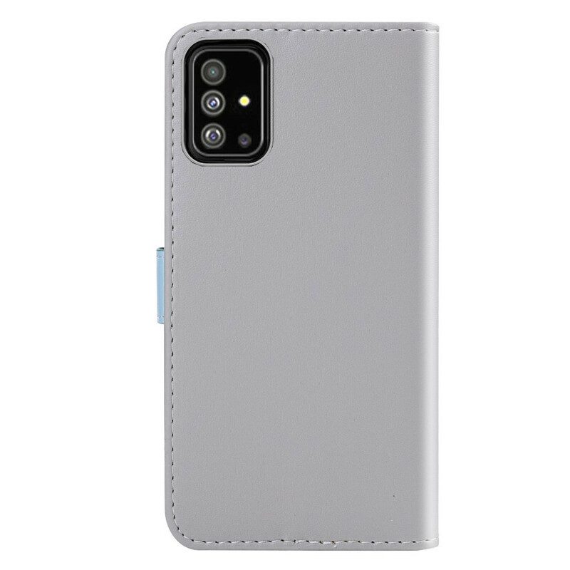 Flip Case Für Samsung Galaxy A51 Dreifarbiger Ledereffekt