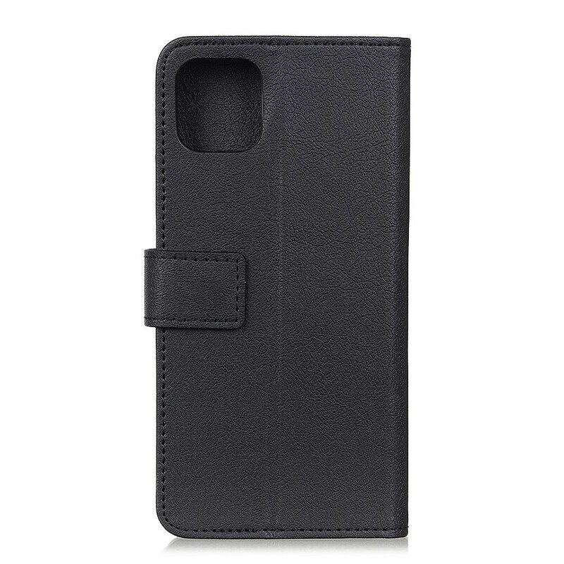 Flip Case Für Samsung Galaxy A51 Einfacher Glänzender Ledereffekt