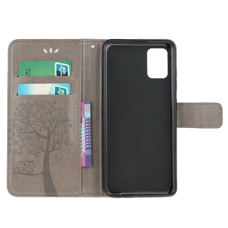 Flip Case Für Samsung Galaxy A51 Mit Kordel Tangabaum Und Eulen