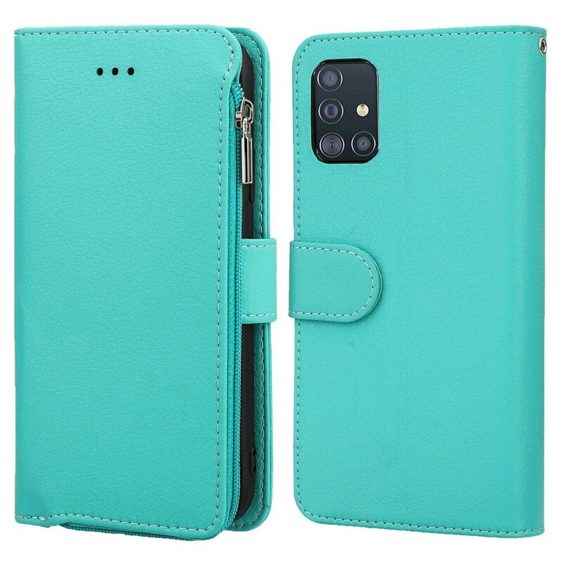 Flip Case Für Samsung Galaxy A51 Reißverschlusstasche Im Mikrofaser-leder-stil