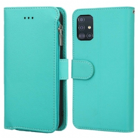 Flip Case Für Samsung Galaxy A51 Reißverschlusstasche Im Mikrofaser-leder-stil