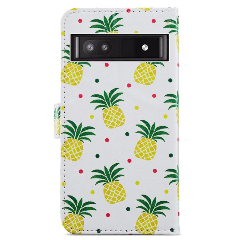 Lederhüllen Für Google Pixel 7A Mit Kordel Riemchen-ananas