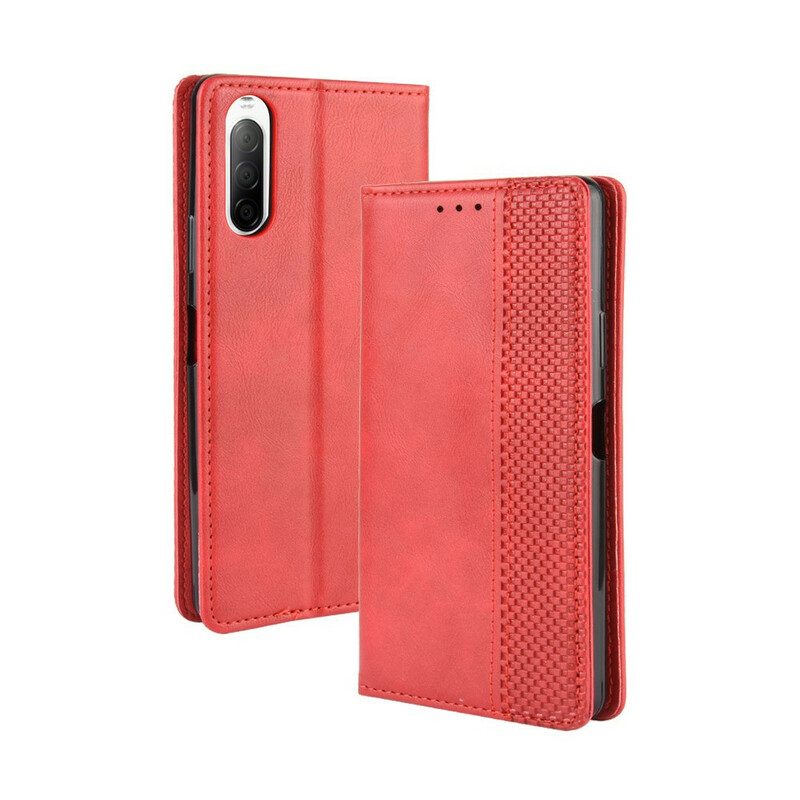 Schutzhülle Für Sony Xperia 10 II Flip Case Stilisierter Vintage-ledereffekt