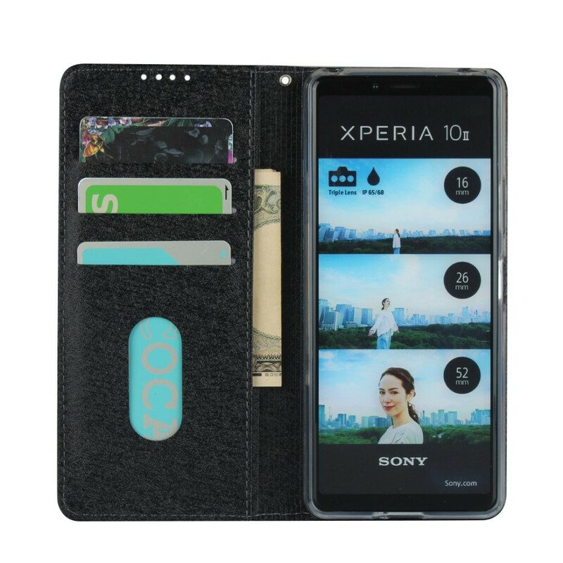 Schutzhülle Für Sony Xperia 10 II Flip Case Weicher Lederstil Mit Riemen